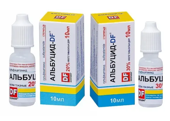 АЛЬБУЦИД-DF Көзге тамызатын дәрі, 20% және 30%,