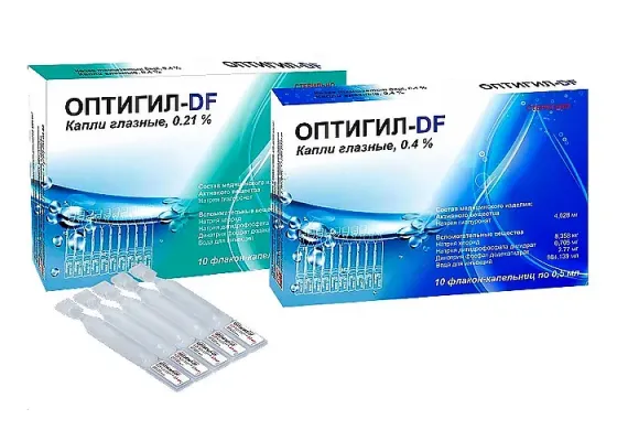 ОПТИГИЛ-DF капли глазные 0.21%, 0.4%, 0,5 мл